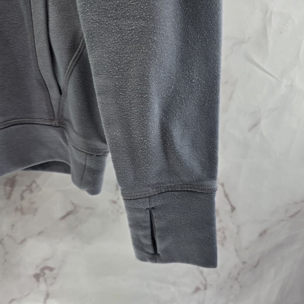 Athleta Sweatshirt Womens XS Gray Mock Cowl Fleece Pullover Wool Thumb Holes - Picture 4 of 11